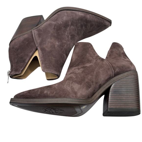 Vince Camuto Gigietta Bootie Ankle Boot Dark Brown Suede Leather SZ 42/10 - Picture 5 of 7